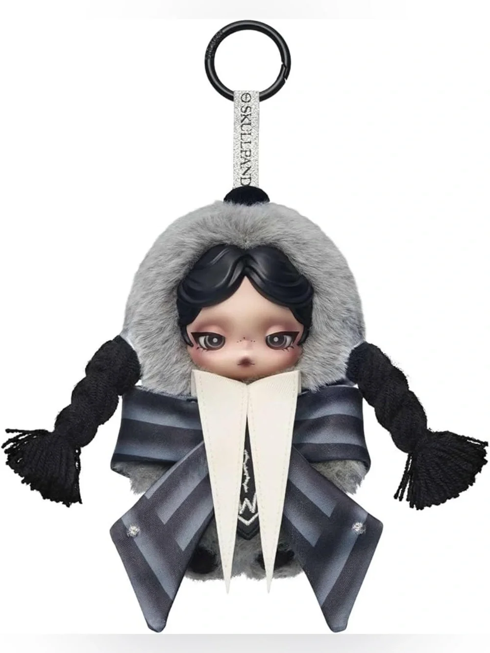 Pop Mart Skullpanda Wednesday Addams Nevermore Uniform Plush Pendant Keychain